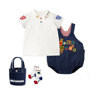 in stock MK New Summer Polo Lapel Children's Shirt Cartoon Little Lion Embroidered Short Sleeve T-Shirt for Boys and Girls