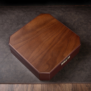 High-grade walnut wood grain tea cake packaging box Fuding white tea Pu'er tea Anhua black tea universal single cake gift box