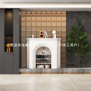 H Hong 2H Hong 2 French Cream Air Wall Oven Cabinet Living Room Decorative Cabinet Luminous Storage Cabinet Nordic White Indoor Display
