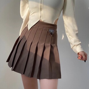 Pleated skirt for women 2022 spring high waist A- line skirt slimming anti-exposure skirt College versatile skirt for women