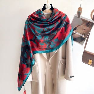 Hangzhou Silk Silk Scarf Autumn and Winter Shawl Dual-purpose Thin All-match Fashion New High-end High-end Sense Outer