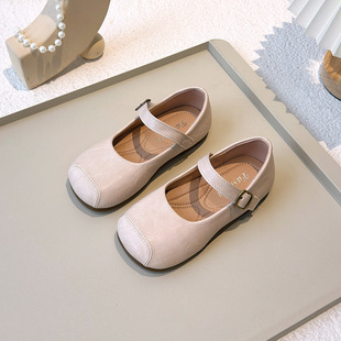 Children's Leather Shoes 2025 Spring and Autumn Korean Style Girls' Single Shoes Shallow Mouth Little Girl Princess Shoes Mary Jane Children's Shoes Soft Sole Trendy