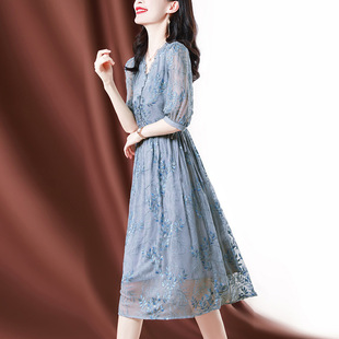 Hangzhou Silk Dress Women's Summer Handmade Heavy Embroidered Light Mature Style Design Sense Niche Tight Waist Slimming Skirt