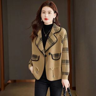 High-end Double-sided Solid Color Coat Jacket Women's Autumn and Winter 2023 New Small Thickened Foreign Style Top Beige