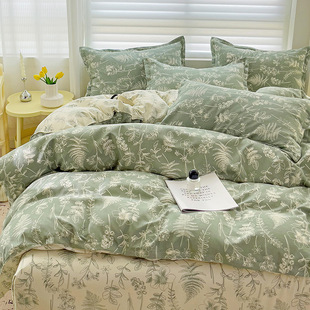 Cotton Cotton Four-piece Set Four Seasons Thickened Quilt Cover Student Dormitory Bed Three-piece Set Skin-friendly Comfortable New Quilt Cover