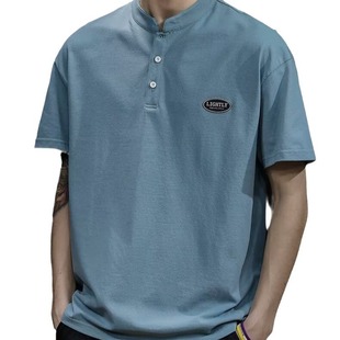 Summer stand collar Polo shirt short sleeve T-shirt men's 2024 new casual versatile men's Korean fashion thin T-shirt
