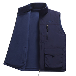 Double-sided Vest Men's Autumn and Winter fleece-lined Vest Casual Sports Fleece Vest with Vertical Collar Sleeveless Jacket