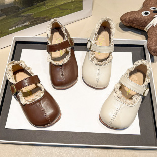 Girls Small Leather Shoes 2025 Spring and Autumn New Children's Shoes Soft-soled Princess Shoes Girls Baby Pea Shoes Performance Shoes
