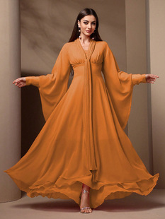 KY805-6 Europe and America Cross-border Middle East Trade Chiffon dress Dubai Ruffled V-neck Banquet Dress Bridesmaid Dress