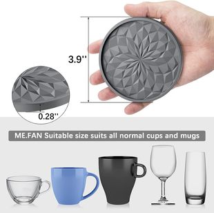 6-Pack Silicone Coasters with Base, Beverage Red Wine Glass Coasters, Thickeneded Non-Slip Diamond-Shaped Non-Stick Tray Cross-Border