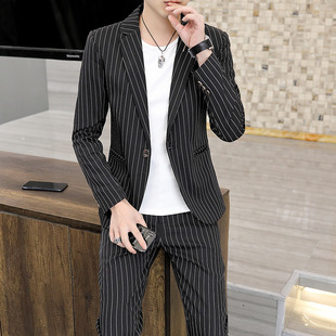 Cross-border small suit suit men's Korean version of leisure fashion stylist two-piece slim handsome hair