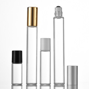 Amazon direct supply transparent ball glass bottle multi-size essential oil glass bottle Brown cosmetic bottle with lid