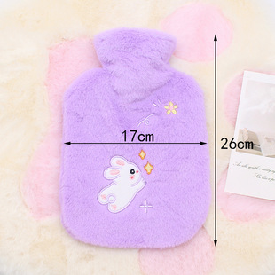2024 embroidered cartoon rabbit hair 1000ml hot water bag cute winter warm water bag student water warm handbag