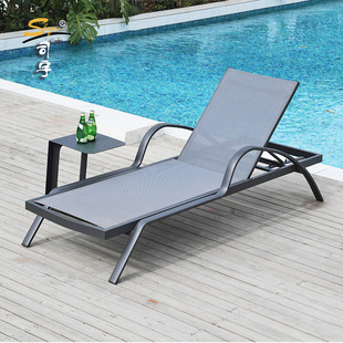 Outdoor Recliner Folding Bed Swimming Pool Beach Chair Leisure Lounger Outdoor Waterproof Sun-proof Non-slip Teslin Folding Chair