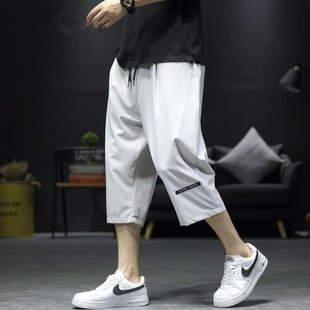 2025 New Arrival Cropped Pants Student Beach Shorts Large Pants Chinese Style New Chinese Style Ice Silk Casual Pants