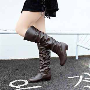 plus size High Boots Women's 2024 New Mid-heel Slim Martin Boots High Boots European and American Style Cross-border wish Amazon