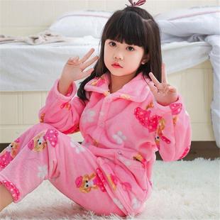 Autumn and Winter Children's Coral Fleece Pajamas for Boys Thickened Winter Flannel for Boys Home Clothes for Girls Baby suit