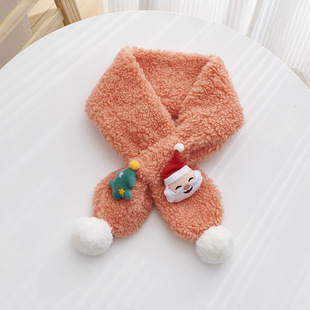 Christmas Children's Scarf Autumn and Winter Lamb Velvet Thickened Christmas Student Scarf Baby Girl Mao Warm Scarf