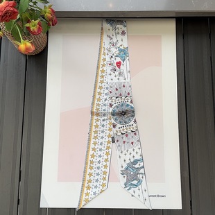 Korean-style All-match Tarot Elephant Plant Flower Women's Long Ribbon Tie Bag Ribbon Small Scarf Scarf