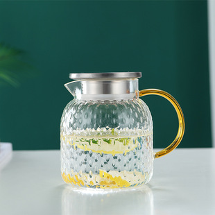 Borosilicate glass kettle rice grain hammer pattern teapot cold kettle juice pot high temperature resistant large capacity water tool suit