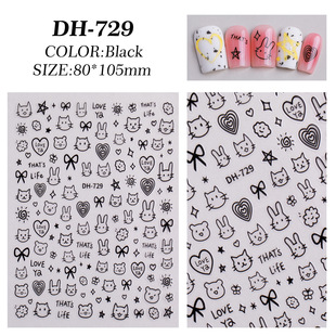 Ins Graffiti Cat and Dog Nail Art Sticker Cute Cartoon Hand-painted Kitten and Puppy Expert Sticker Jewelry DH