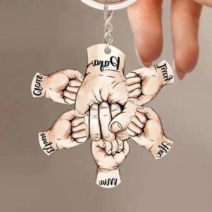 NAME HAND KEYCHAIN Personalized Father's Day Name Hand Key Chain Independent Station New Cross-border Products