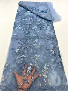 New 3D three-dimensional flower sequins mesh embroidery fabric lace embroidery cloth sequin lace JX1130