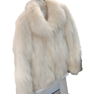 Cross-border Fur Jacket Women's Korean Style Vertical Collar Short Faux Fox Fur Jacket 2024 New Plush Women's Young Style