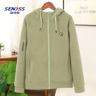 Spring new women's hooded sweater fleece women's warm loose polar fleece jacket casual coat for women