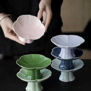 Yifang tea Chinese Zen high-foot tea tray snack plate household ceramic dried fruit plate high point tray tea ceremony accessories