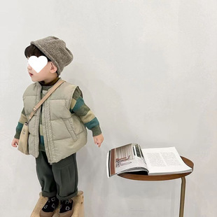 New Boys' Down Cotton Vest Autumn and Winter Children's Wear Children's Outer Wear Cotton Coat Baby's Winter Clothes Baby's Western Style Vest Trendy