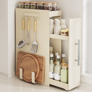 New kitchen narrow seasoning rack table top pull-out multi-layer dustproof storage oil salt sauce vinegar seasoning storage rack