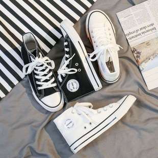 White Shoes 2025 Women's New Trendy High-Top Canvas Shoes Student Korean Version Ins Harajuku Style Versatile Sneakers