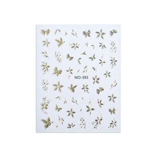 Nail art stickers gilded gold flower nail stickers gold and silver three-dimensional flower butterfly new Chinese nail decorations