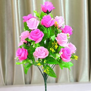 Screen maker crafts factory wholesale artificial flower 18 heads Pomegranate rose home living room home decoration fake flower bouquet