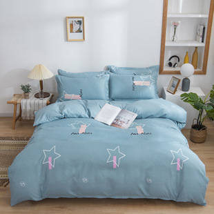 Live explosions platinum cotton four-piece thickened sanding bedding school dormitory three-piece bed sheet quilt cover
