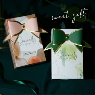 ins Style New Style Wine Red Dark Green Pink Square Bronzing Craft Bow Creative Candy Box Cigarette