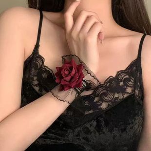 New Style Rose Lolita Bracelet Fashion Flower Gothic Style Bracelet Lace Wristband Fresh Rose Flower Accessories