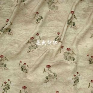 Tencel Ramie Digital Printed Fabric New Chinese Style Retro Style National Style Floral Cloth Children's Dress Women's Cheongsam