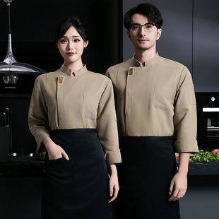 Restaurant Chef Work Clothes Canteen Long Sleeve Clothing for Men and Women Autumn and Winter Catering Kitchen Kitchen Hotpot Restaurant Kitchen Clothes