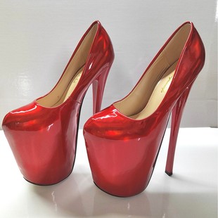 Daifa new super high heel 22cm golden mirror plus size single-layer shoes hate tiangao sexy platform women's shoes
