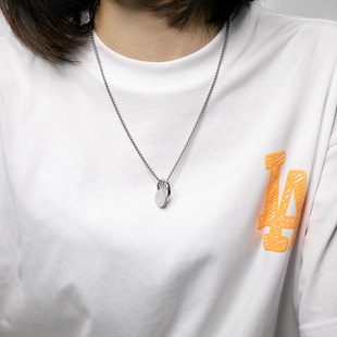 Ring Necklace ins Cool Style Cool Style Simple Fashionable Titanium Steel Hip-Hop Pendant Round Brand Ring Chain Sweater Chain