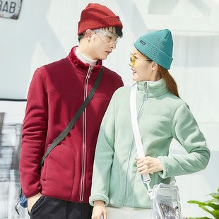 Design LOGO autumn and winter New couple outdoor polar fleece jacket men's stand collar warm jacket thickened fleece jacket women