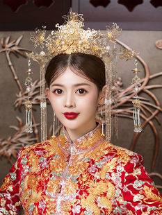Fengguan Bride Xiuhe Платье Головной убор 2023 Новый Свадебный костюм в китайском стиле Украшения для волос с кисточками Атмосфера Показывает Маленькое лицо