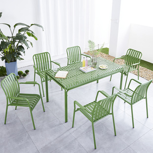 Simple Iron Table and Chair Outdoor Aluminum Alloy One Table and Four Chairs Combination Courtyard Outdoor All-Aluminum Metal Casual Small Round Table