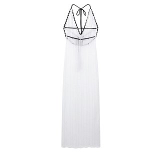 Ins European and American V-neck Hanging Neck Backless Knitted Beach Dress Hollow Sexy Slim-fit Strap Seaside dress Long Dress for Women