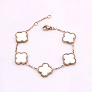New minimalist four-leaf clover bracelet high version does not fade five-flower fritillary female high-grade stainless steel bracelet wholesale