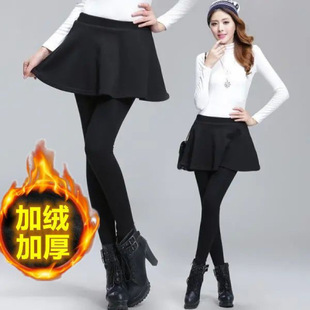 [Buy one get one free] fleece-lined thickened Korean pleated skirt fake two-piece bottomed skirt leggings for winter