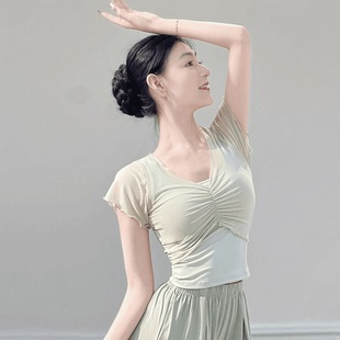 T Classical Dance Costume Fake Two-Piece Chinese Dance Training Suit Short-Sleeved Dance Small Flying Sleeve Top New Style Body Training