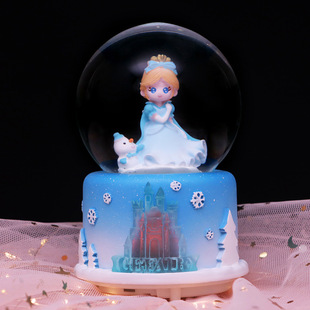 New ballet princess angel girl crystal ball music box light snow rotating water ball decoration student gift